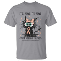 Funny Black Cat Endometrial Cancer Awareness T Shirt Its Fine Im Fine Everything Is Fine