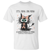 Funny Black Cat Endometrial Cancer Awareness T Shirt Its Fine Im Fine Everything Is Fine