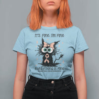 Funny Black Cat Endometrial Cancer Awareness T Shirt For Women Its Fine Im Fine Everything Is Fine
