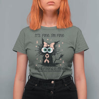 Funny Black Cat Endometrial Cancer Awareness T Shirt For Women Its Fine Im Fine Everything Is Fine