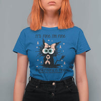 Funny Black Cat Endometrial Cancer Awareness T Shirt For Women Its Fine Im Fine Everything Is Fine