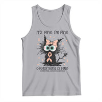Funny Black Cat Endometrial Cancer Awareness Tank Top Its Fine Im Fine Everything Is Fine