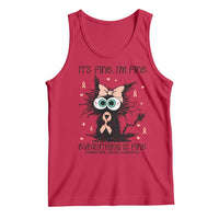 Funny Black Cat Endometrial Cancer Awareness Tank Top Its Fine Im Fine Everything Is Fine