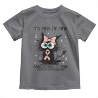 Funny Black Cat Endometrial Cancer Awareness Toddler T Shirt Its Fine Im Fine Everything Is Fine