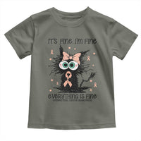 Funny Black Cat Endometrial Cancer Awareness Toddler T Shirt Its Fine Im Fine Everything Is Fine