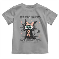 Funny Black Cat Endometrial Cancer Awareness Toddler T Shirt Its Fine Im Fine Everything Is Fine