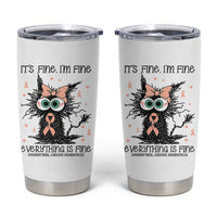 Funny Black Cat Endometrial Cancer Awareness Tumbler Cup Its Fine Im Fine Everything Is Fine