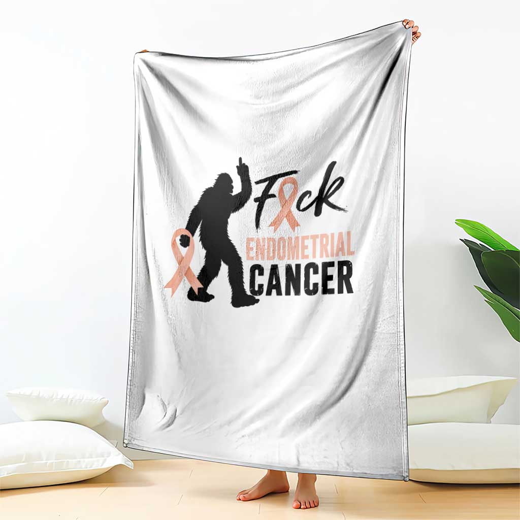 Funny Bigfoot Fuck Endometrial Cancer Awareness Gift Throw Blanket
