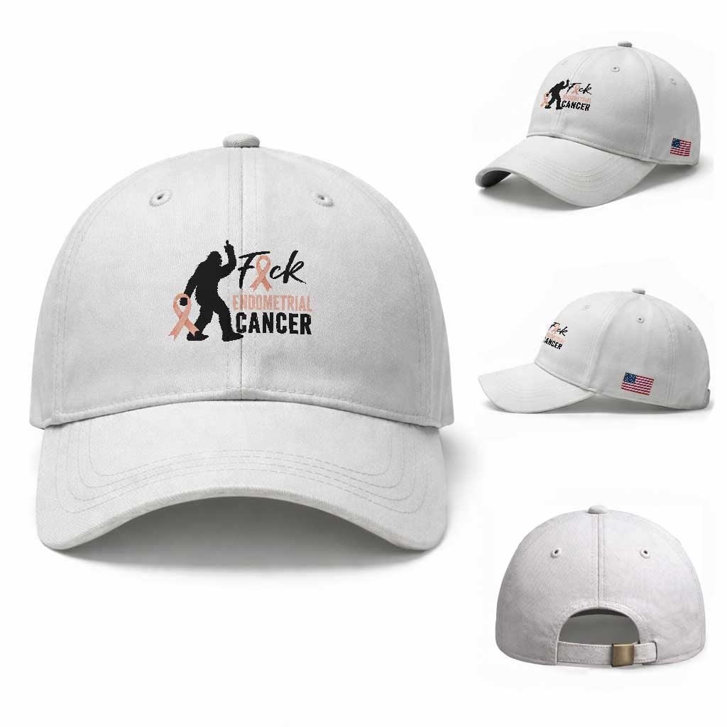 Funny Bigfoot Fuck Endometrial Cancer Awareness Gift Baseball Cap