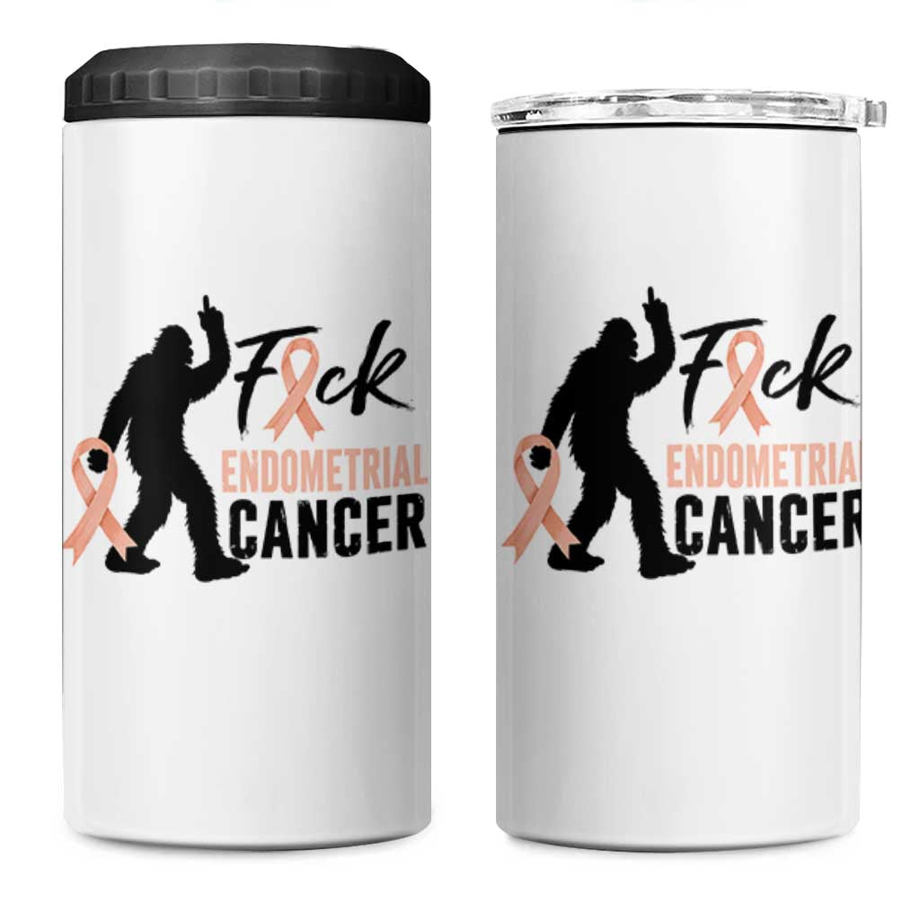 Funny Bigfoot Fuck Endometrial Cancer Awareness Gift 4 in 1 Can Cooler Tumbler