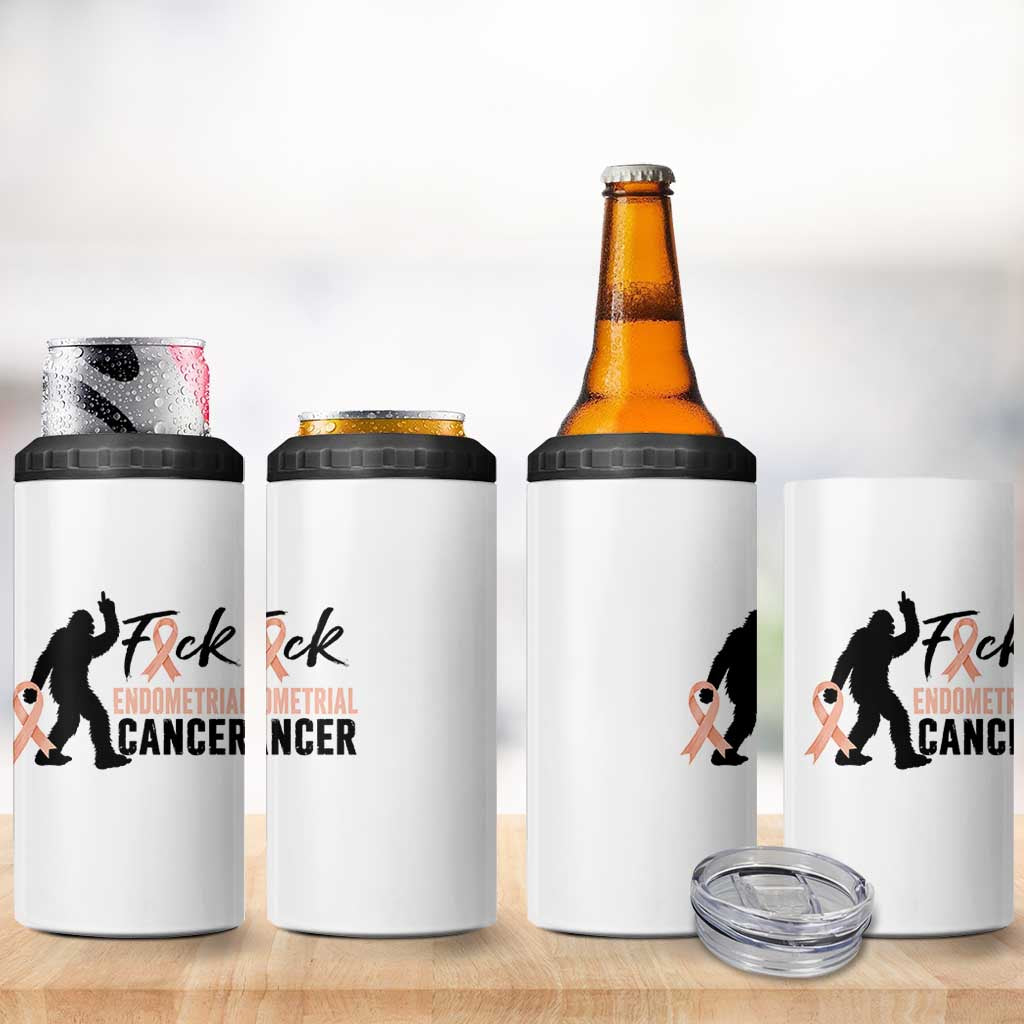 Funny Bigfoot Fuck Endometrial Cancer Awareness Gift 4 in 1 Can Cooler Tumbler