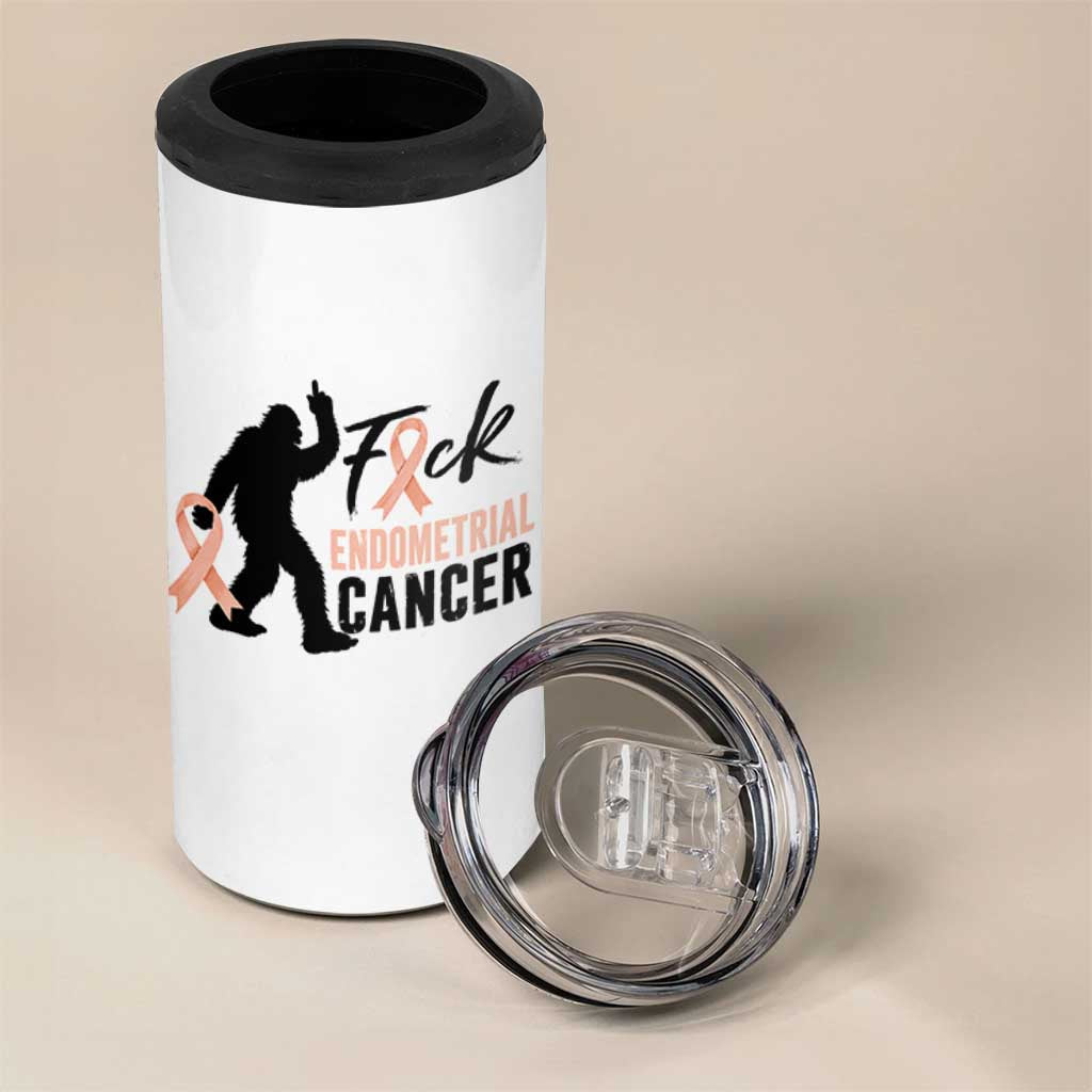 Funny Bigfoot Fuck Endometrial Cancer Awareness Gift 4 in 1 Can Cooler Tumbler