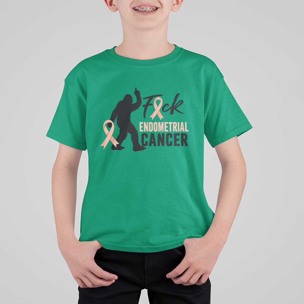 Funny Bigfoot Fuck Endometrial Cancer Awareness Gift T Shirt For Kid