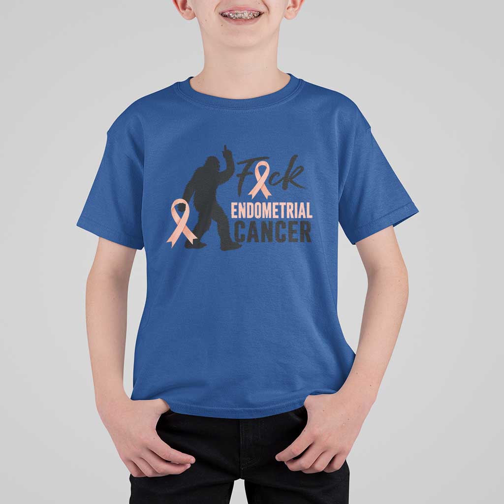 Funny Bigfoot Fuck Endometrial Cancer Awareness Gift T Shirt For Kid