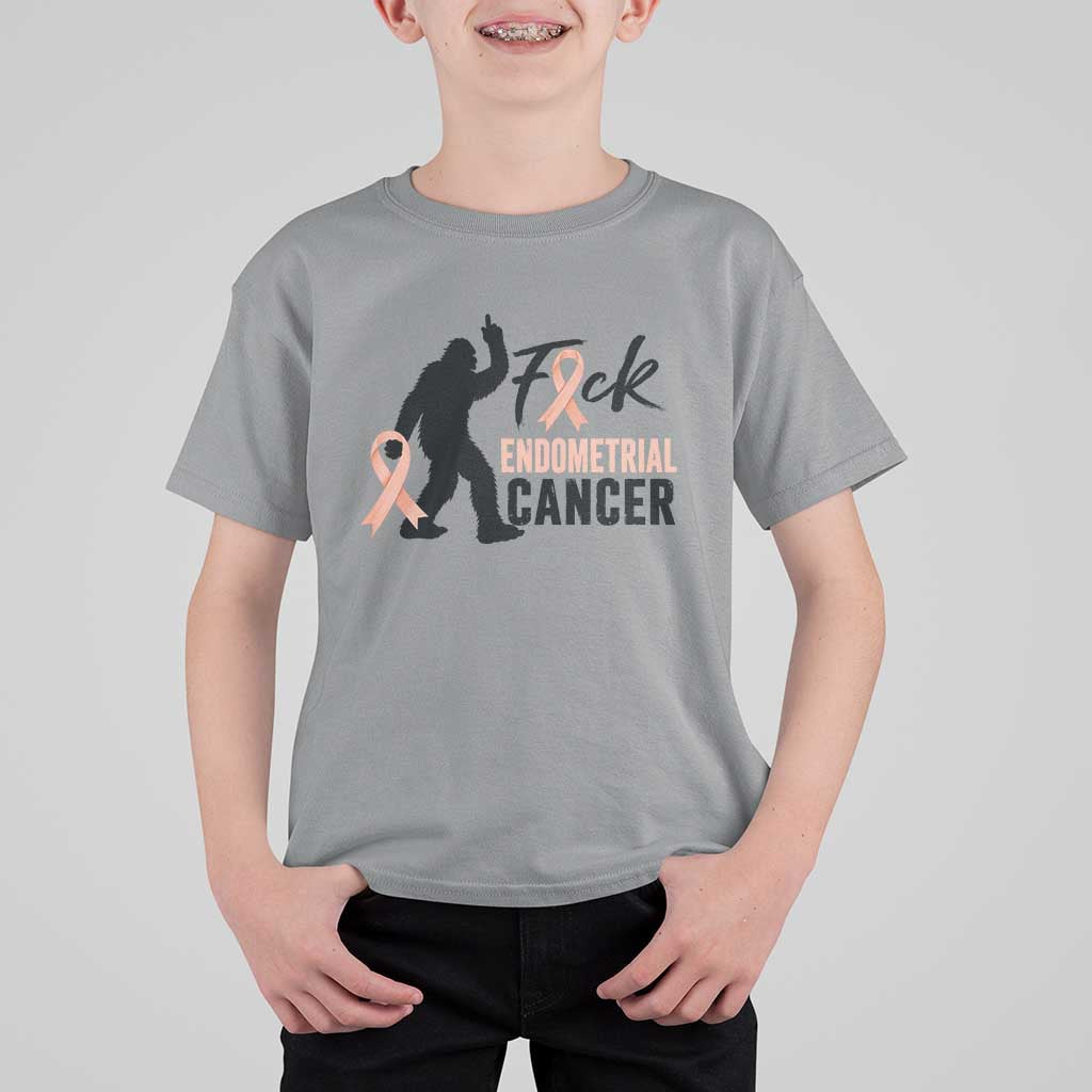 Funny Bigfoot Fuck Endometrial Cancer Awareness Gift T Shirt For Kid