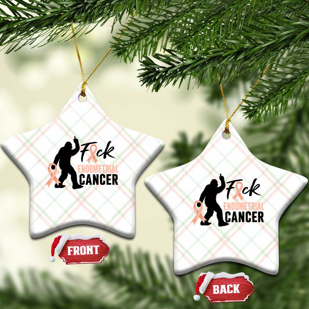 Funny Bigfoot Fuck Endometrial Cancer Awareness Gift Ceramic Ornament