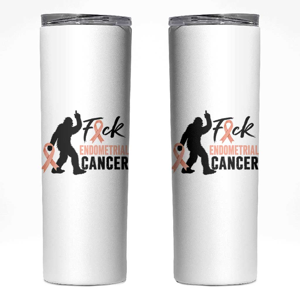 Funny Bigfoot Fuck Endometrial Cancer Awareness Gift Skinny Tumbler