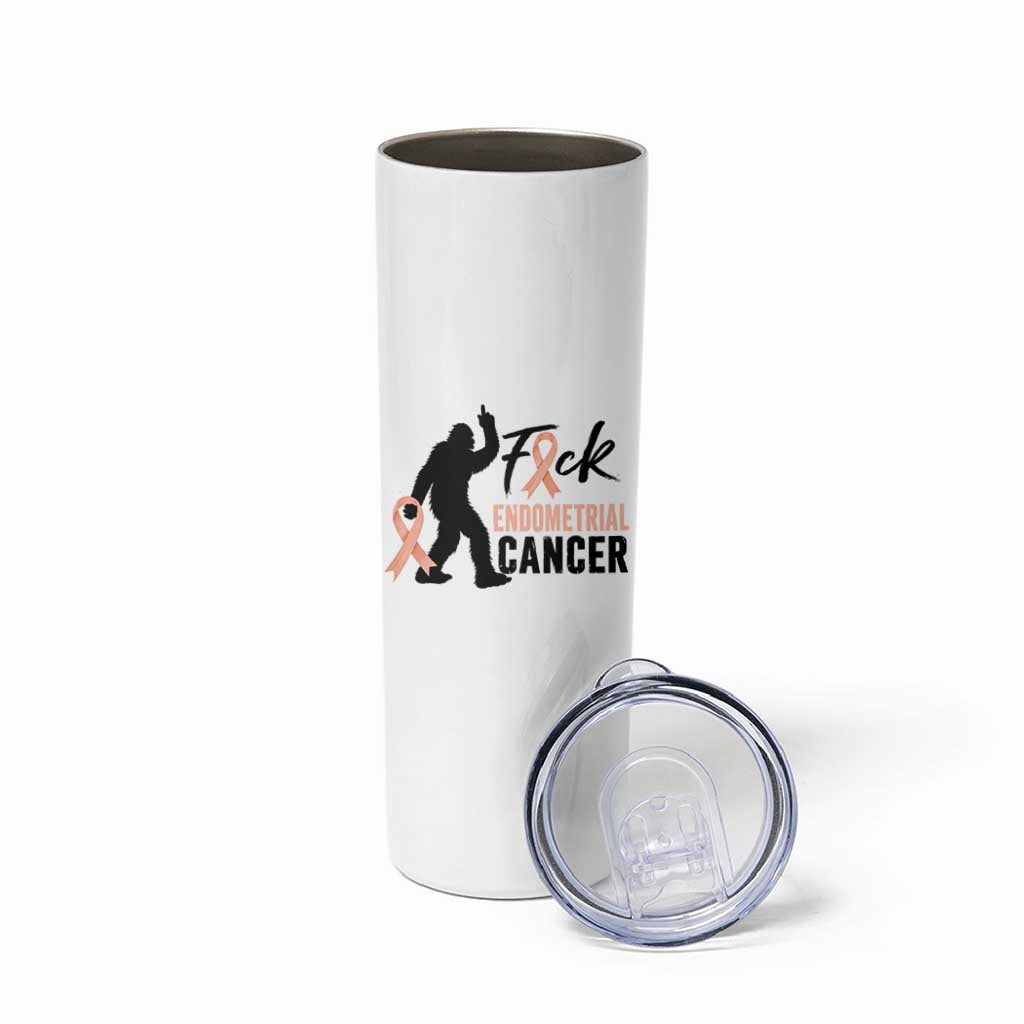Funny Bigfoot Fuck Endometrial Cancer Awareness Gift Skinny Tumbler