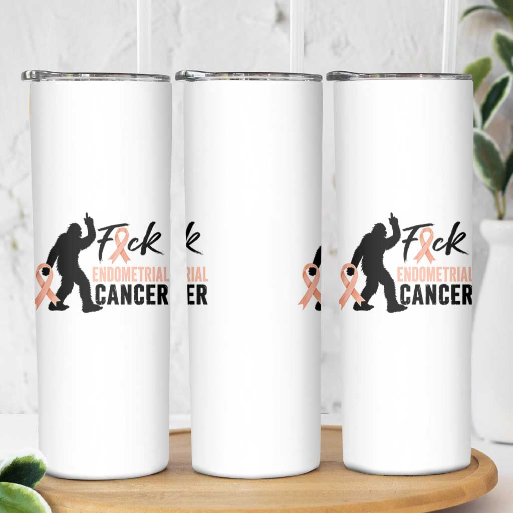 Funny Bigfoot Fuck Endometrial Cancer Awareness Gift Skinny Tumbler