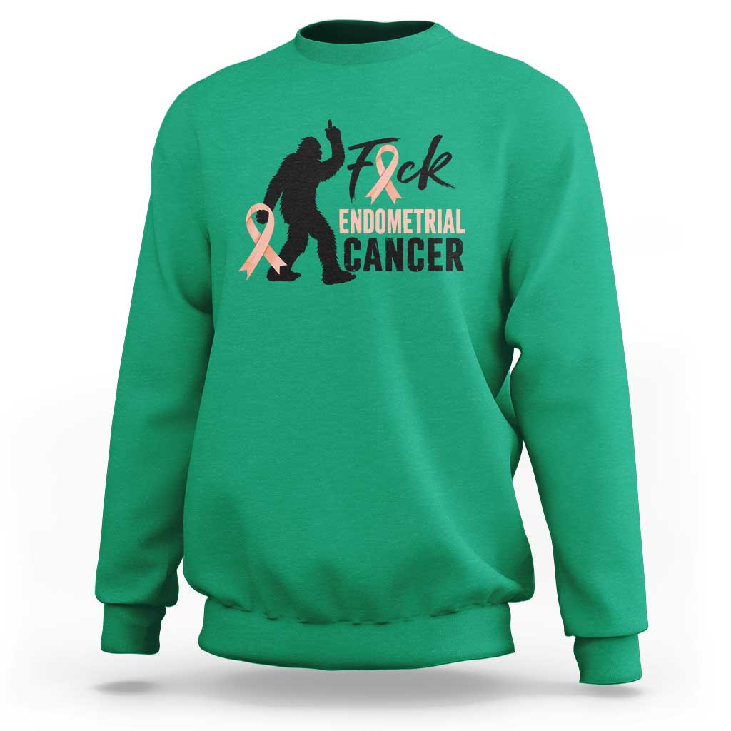 Funny Bigfoot Fuck Endometrial Cancer Awareness Gift Sweatshirt