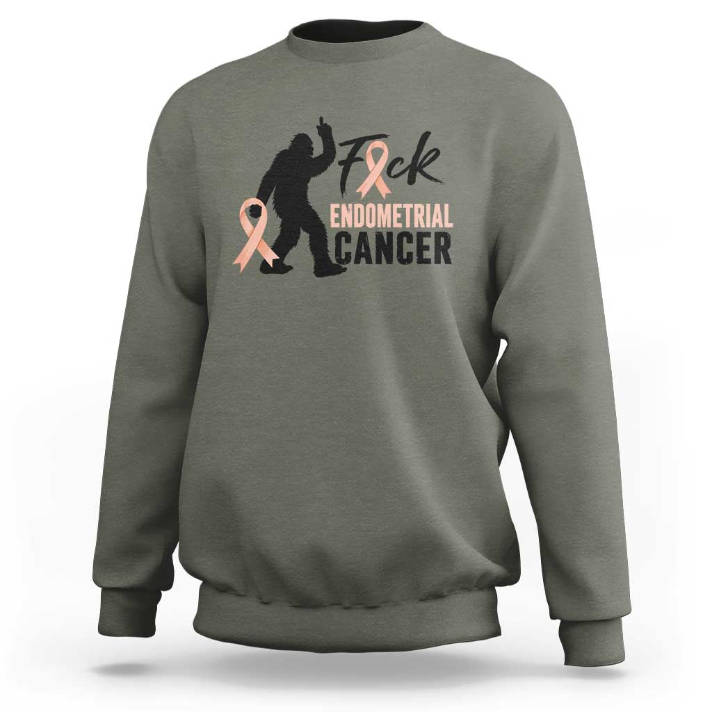 Funny Bigfoot Fuck Endometrial Cancer Awareness Gift Sweatshirt