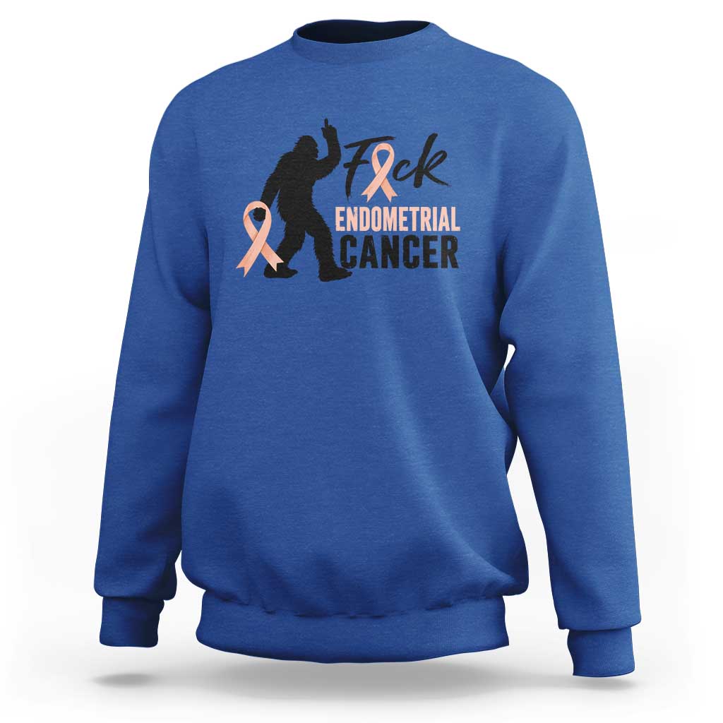 Funny Bigfoot Fuck Endometrial Cancer Awareness Gift Sweatshirt