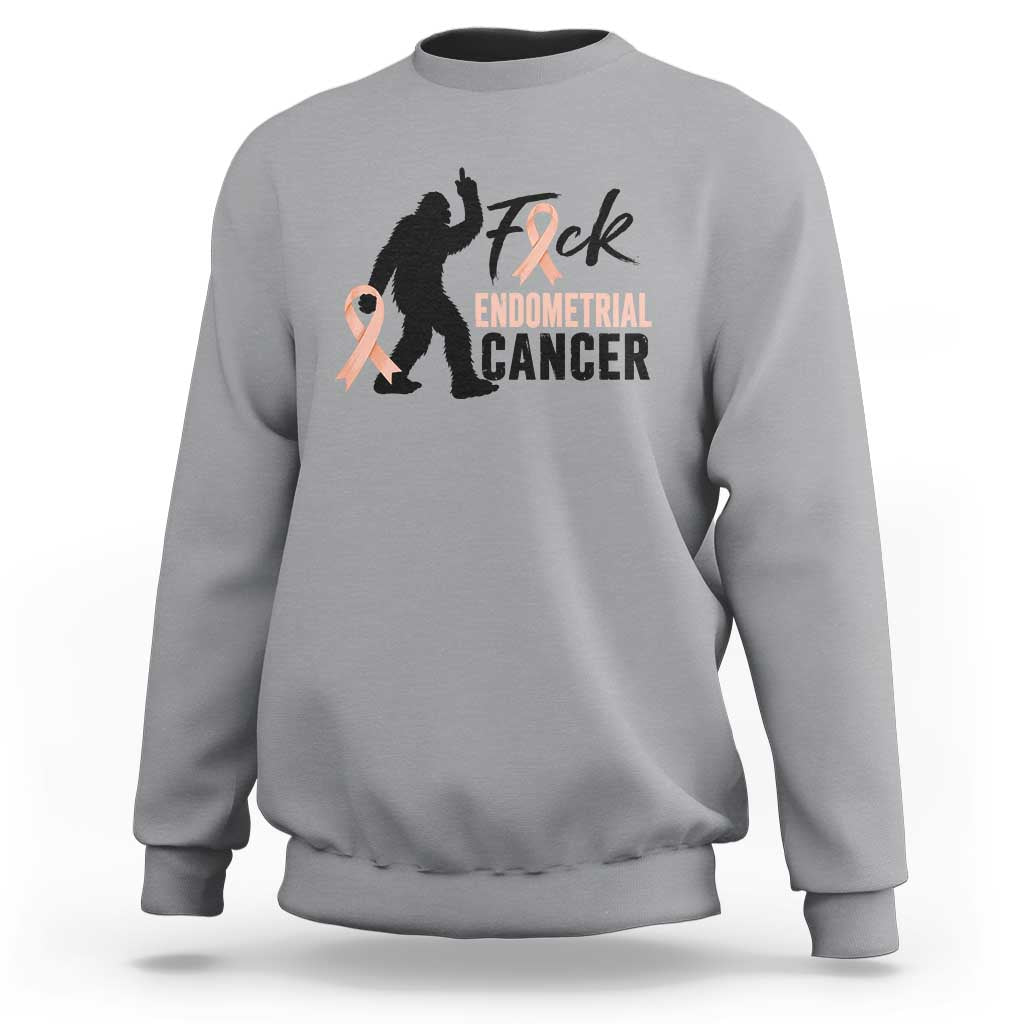 Funny Bigfoot Fuck Endometrial Cancer Awareness Gift Sweatshirt