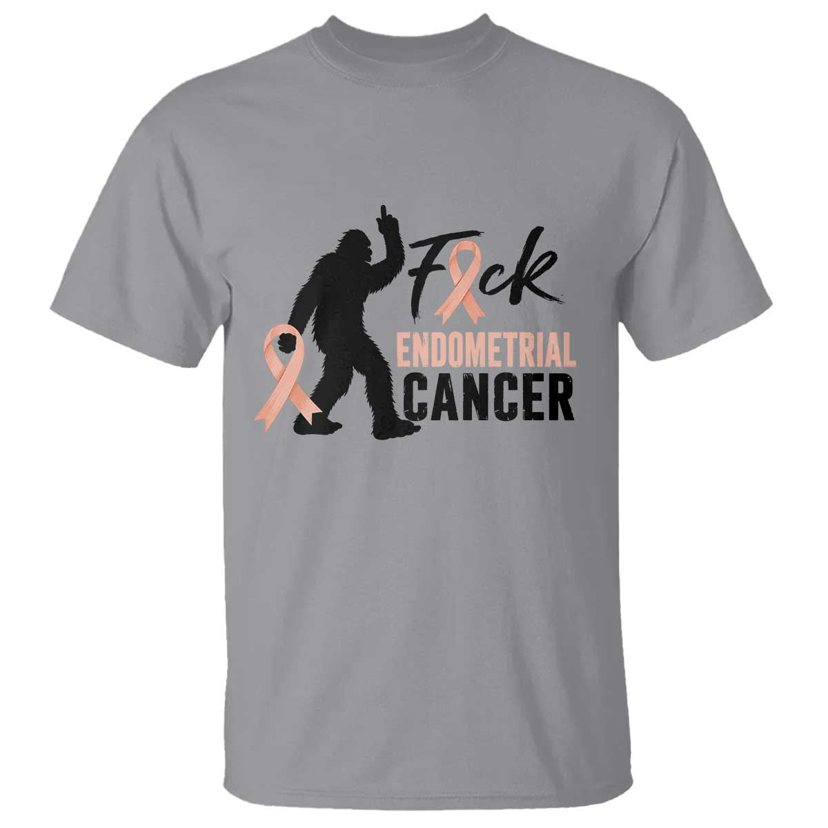 Funny Bigfoot Fuck Endometrial Cancer Awareness Gift T Shirt