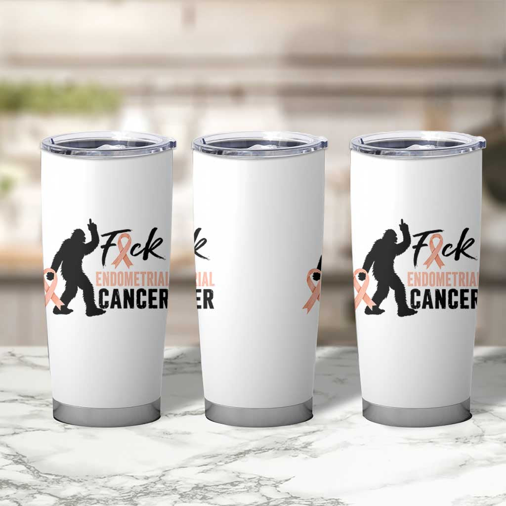 Funny Bigfoot Fuck Endometrial Cancer Awareness Gift Tumbler Cup