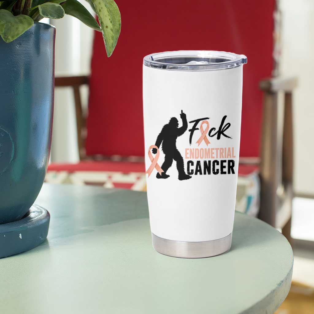 Funny Bigfoot Fuck Endometrial Cancer Awareness Gift Tumbler Cup