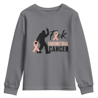 Funny Bigfoot Fuck Endometrial Cancer Awareness Gift Youth Sweatshirt
