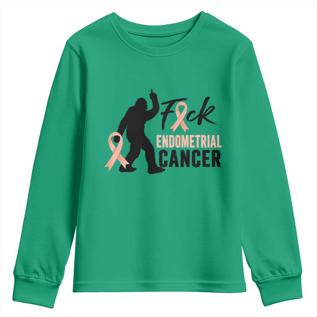 Funny Bigfoot Fuck Endometrial Cancer Awareness Gift Youth Sweatshirt
