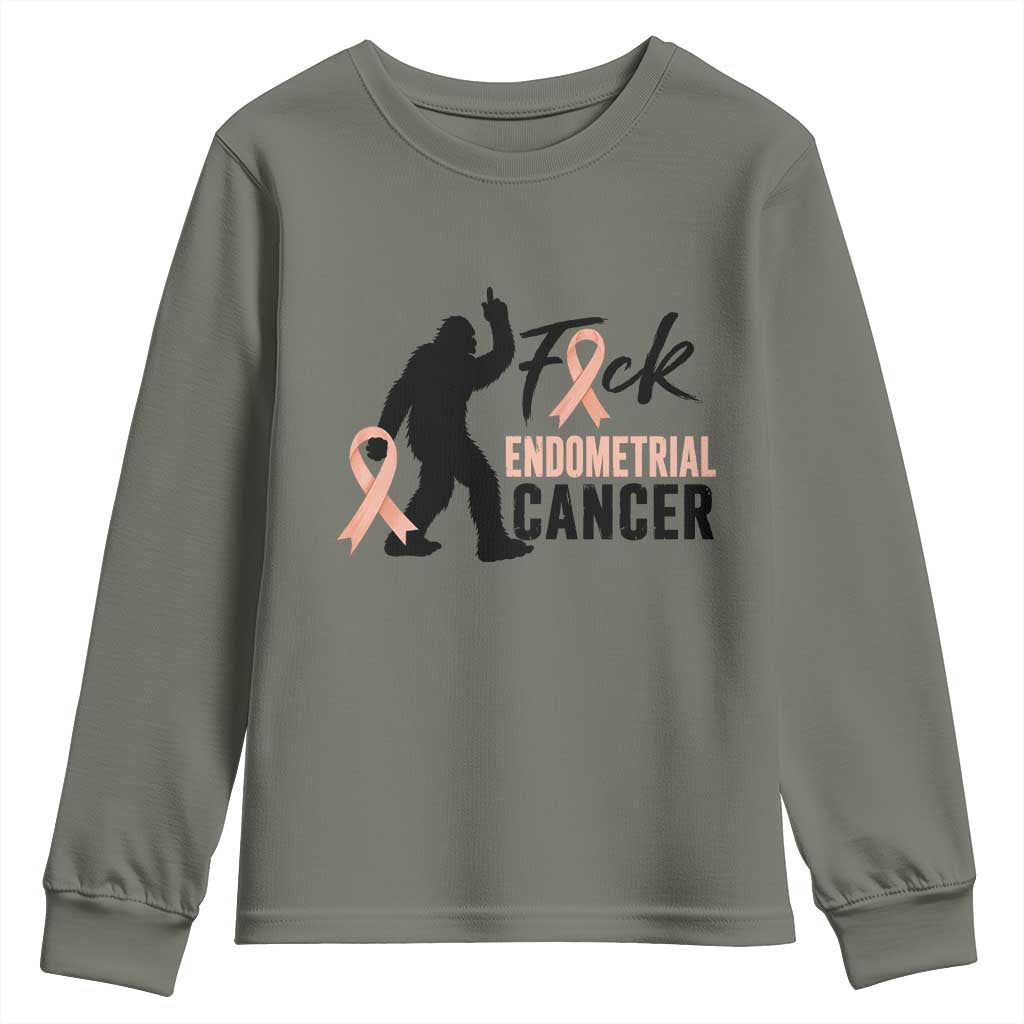 Funny Bigfoot Fuck Endometrial Cancer Awareness Gift Youth Sweatshirt
