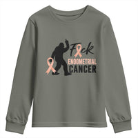 Funny Bigfoot Fuck Endometrial Cancer Awareness Gift Youth Sweatshirt