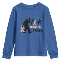 Funny Bigfoot Fuck Endometrial Cancer Awareness Gift Youth Sweatshirt