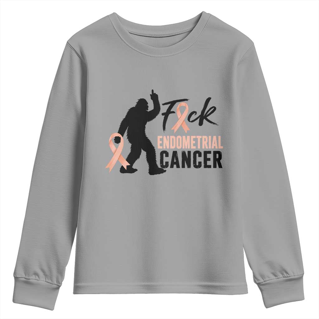 Funny Bigfoot Fuck Endometrial Cancer Awareness Gift Youth Sweatshirt
