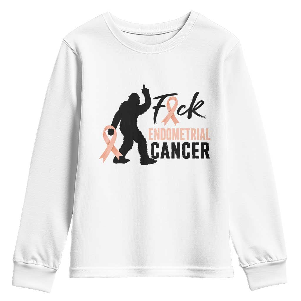 Funny Bigfoot Fuck Endometrial Cancer Awareness Gift Youth Sweatshirt