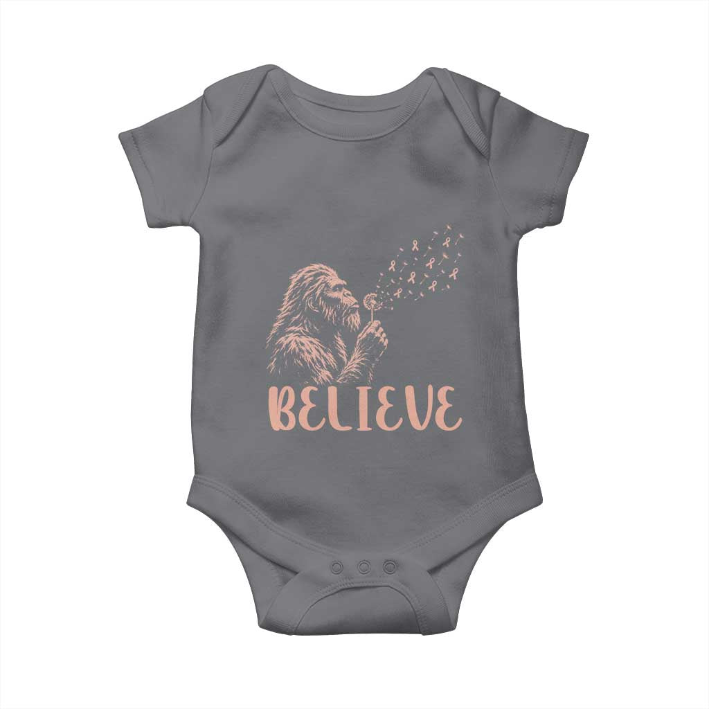 Funny Bigfoot Blowing Dandelion Flower Graphic Baby Onesie Believe Endometrial Cancer Awareness