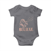 Funny Bigfoot Blowing Dandelion Flower Graphic Baby Onesie Believe Endometrial Cancer Awareness