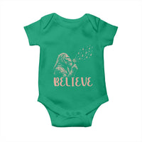 Funny Bigfoot Blowing Dandelion Flower Graphic Baby Onesie Believe Endometrial Cancer Awareness