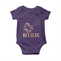 Funny Bigfoot Blowing Dandelion Flower Graphic Baby Onesie Believe Endometrial Cancer Awareness