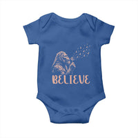 Funny Bigfoot Blowing Dandelion Flower Graphic Baby Onesie Believe Endometrial Cancer Awareness