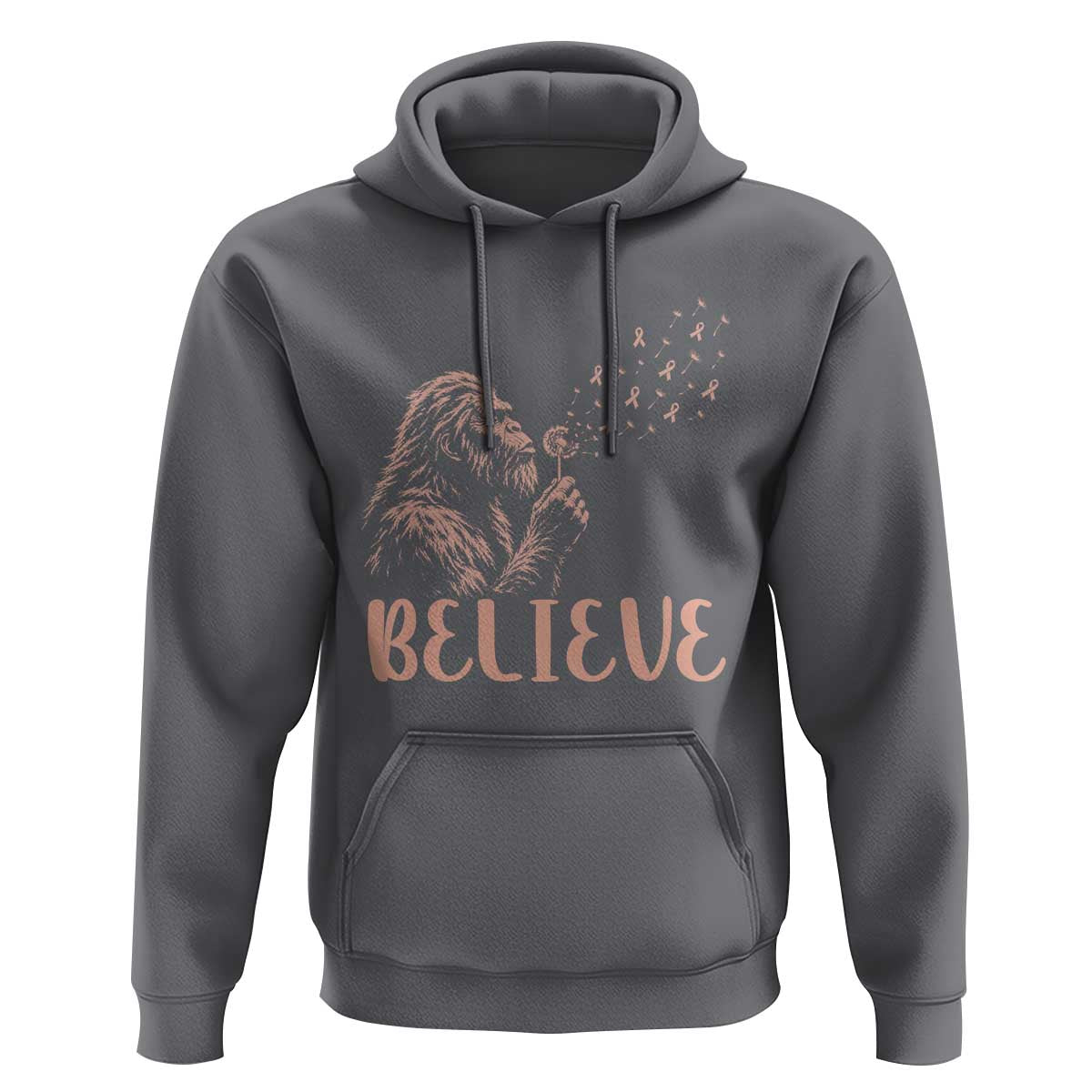 Funny Bigfoot Blowing Dandelion Flower Graphic Hoodie Believe Endometrial Cancer Awareness