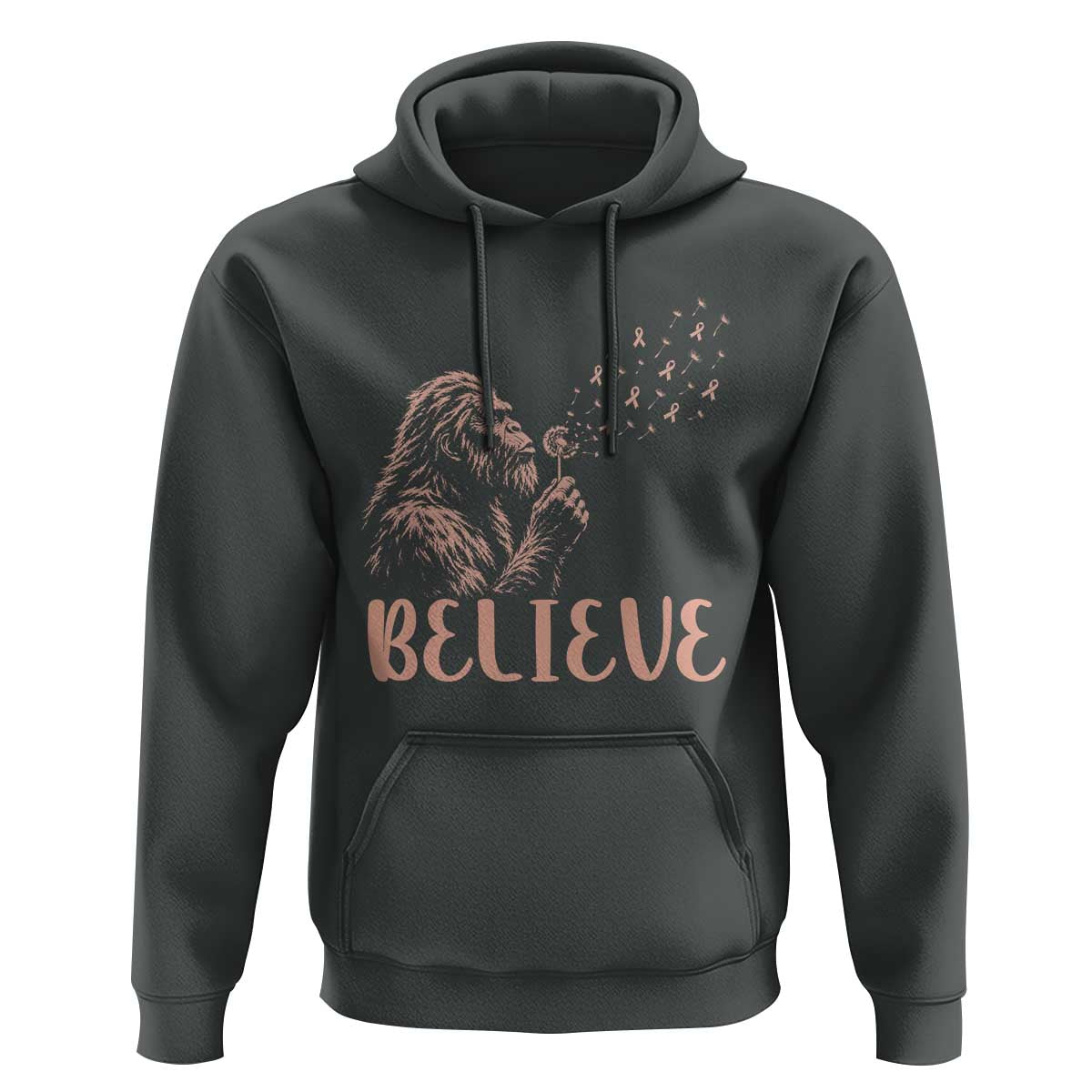 Funny Bigfoot Blowing Dandelion Flower Graphic Hoodie Believe Endometrial Cancer Awareness