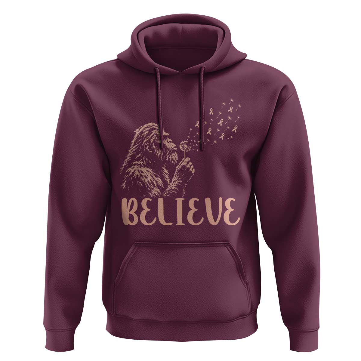 Funny Bigfoot Blowing Dandelion Flower Graphic Hoodie Believe Endometrial Cancer Awareness