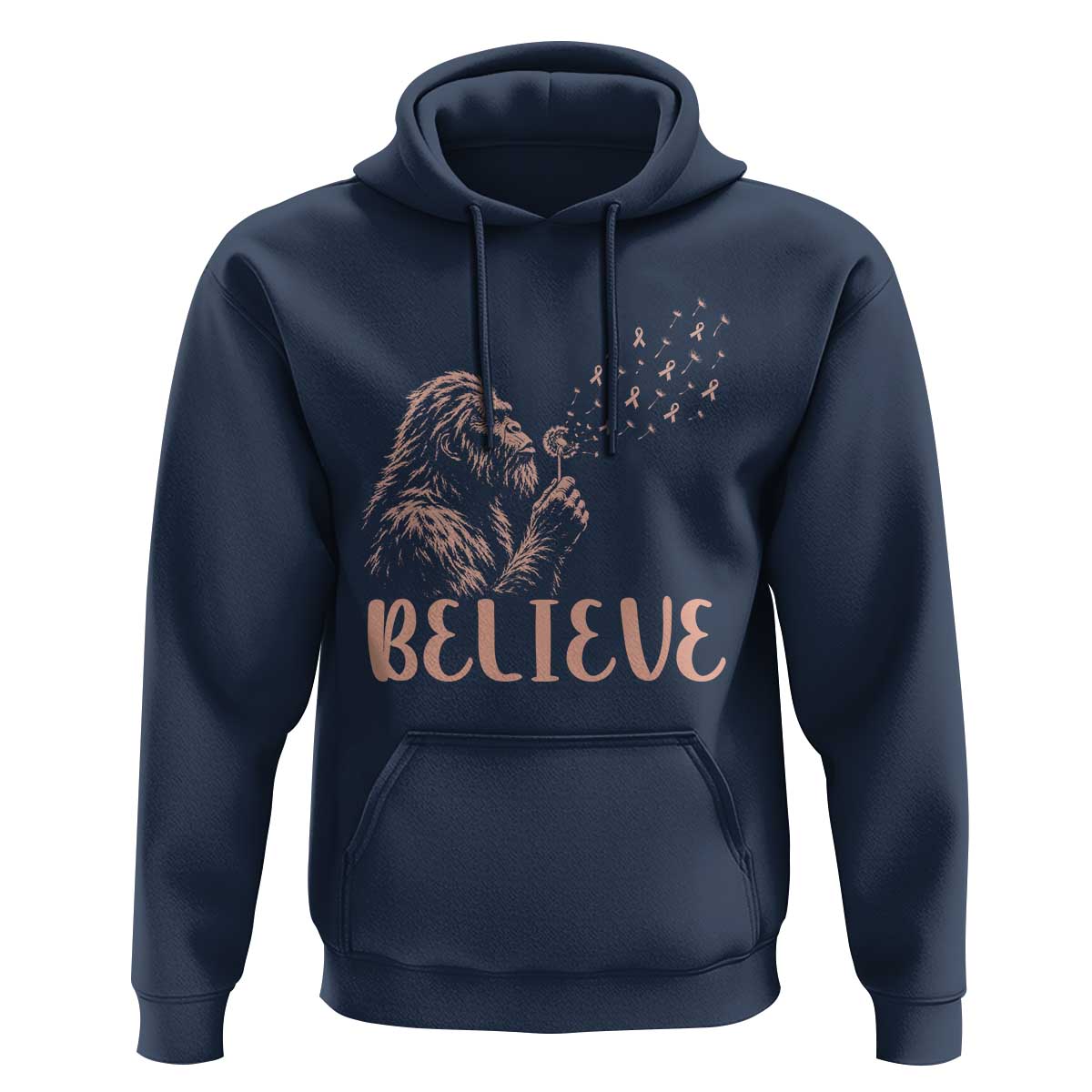 Funny Bigfoot Blowing Dandelion Flower Graphic Hoodie Believe Endometrial Cancer Awareness