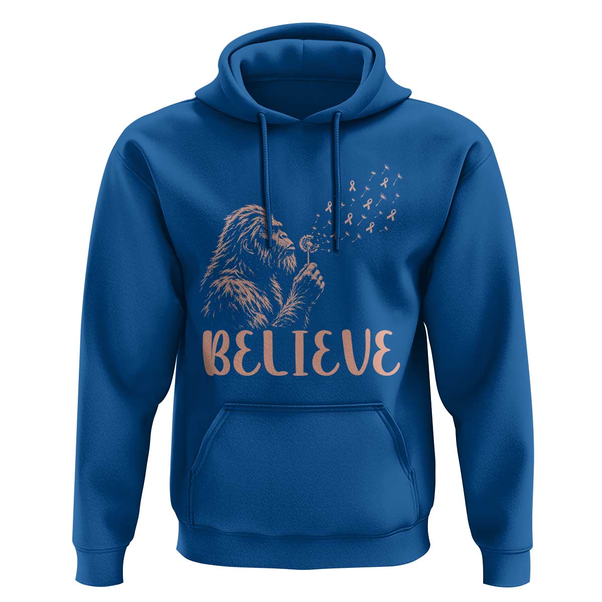 Funny Bigfoot Blowing Dandelion Flower Graphic Hoodie Believe Endometrial Cancer Awareness