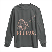 Funny Bigfoot Blowing Dandelion Flower Graphic Long Sleeve Shirt Believe Endometrial Cancer Awareness