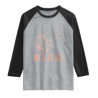 Funny Bigfoot Blowing Dandelion Flower Graphic Raglan Shirt Believe Endometrial Cancer Awareness