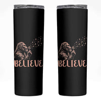 Funny Bigfoot Blowing Dandelion Flower Graphic Skinny Tumbler Believe Endometrial Cancer Awareness
